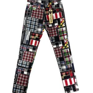 Watson Skinny Leg Jeans Mens 30 Multicolor Denim Quilted Patchwork Cotton